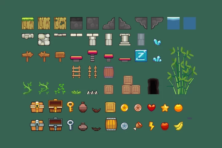 Bamboo Mountain 2D Game Tileset