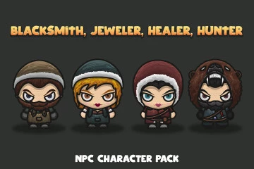 Blacksmith, Jeweler, Healer, Hunter NPC Characters