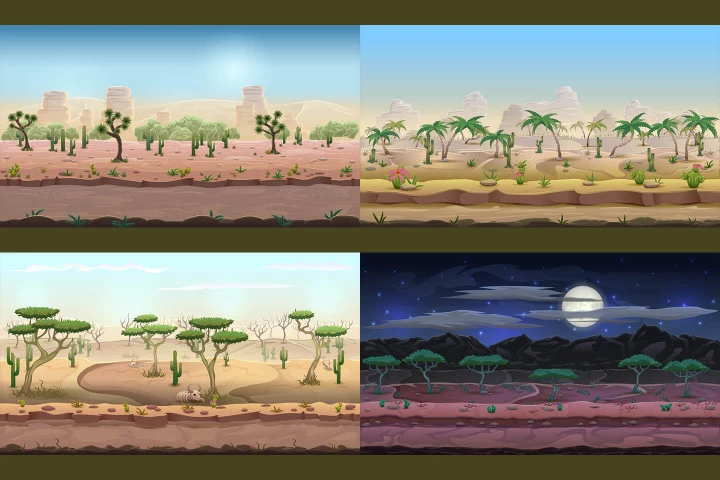 Cartoon Desert Game Backgrounds