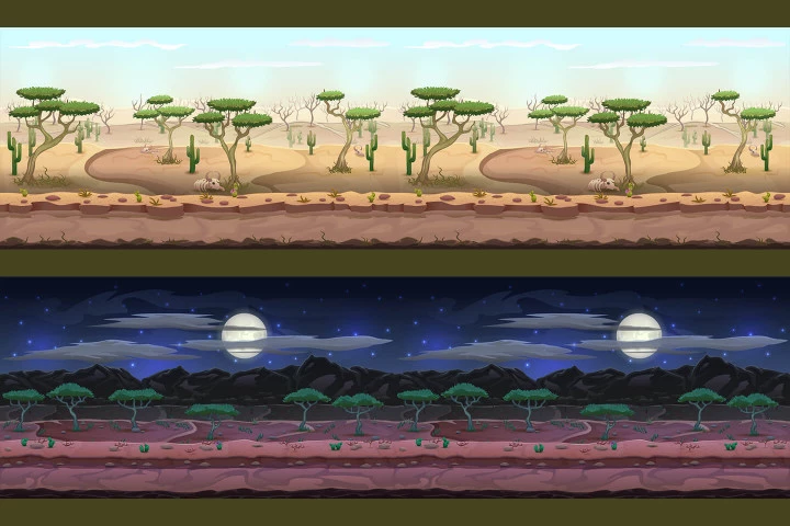 Cartoon Desert Game Backgrounds