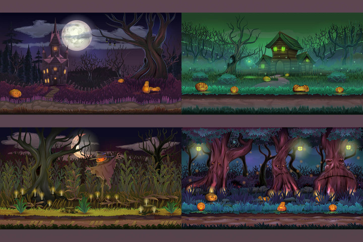 Cartoon Halloween Game Backgrounds - CraftPix.net