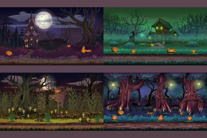 Cartoon Halloween Game Backgrounds