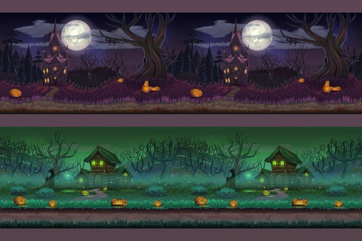Cartoon Halloween Game Backgrounds
