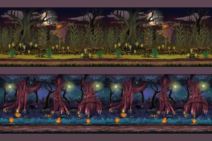 Cartoon Halloween Game Backgrounds