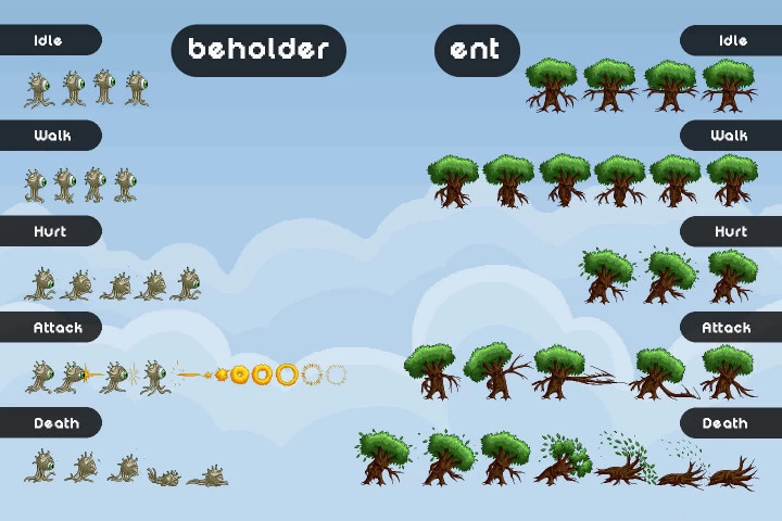 Pixel Art Monster Enemy Game Sprites