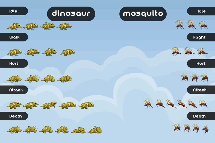 Pixel Art Monster Enemy Game Sprites