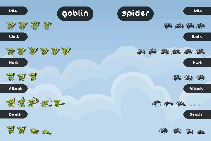 Pixel Art Monster Enemy Game Sprites