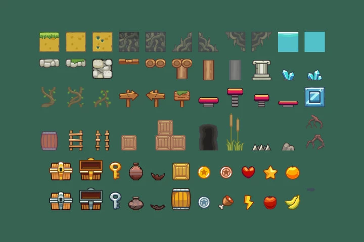 Swamp Platformer Game 2D Tileset