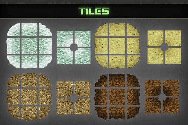 TDS Desert Tileset: sand, stones, plants, water, destroyed cars