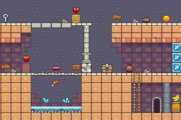 Temple Platformer Game 2D Tileset