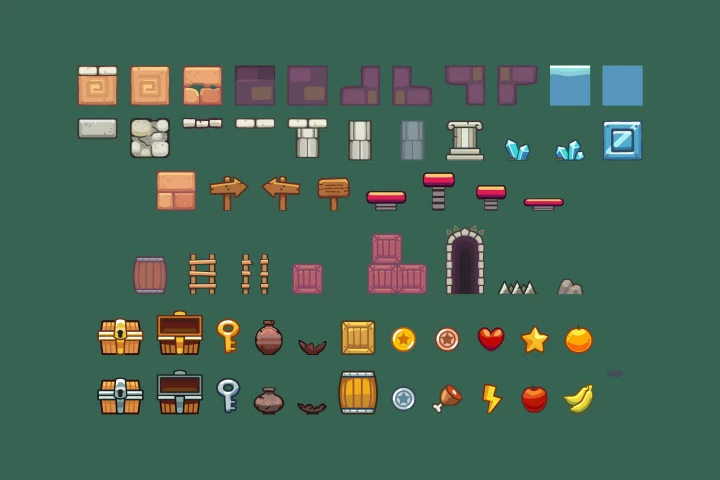 Temple Platformer Game 2D Tileset