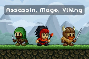 Assassin, Mage, Viking Free Pixel Art Game Heroes