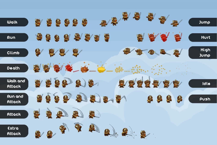 Assassin, Mage, Viking Free Pixel Art Game Heroes