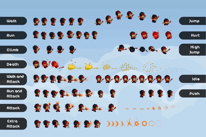 Assassin, Mage, Viking Free Pixel Art Game Heroes