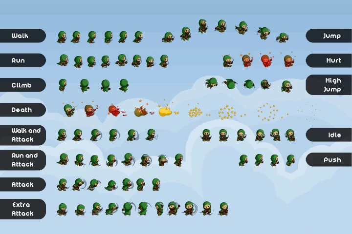 Assassin, Mage, Viking Free Pixel Art Game Heroes