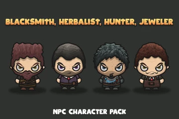 Blacksmith, Herbalist, Hunter, Jeweler Free NPC Character Pack