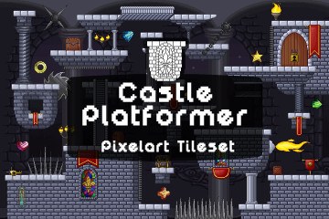 Castle Platformer Pixel Art Tileset
