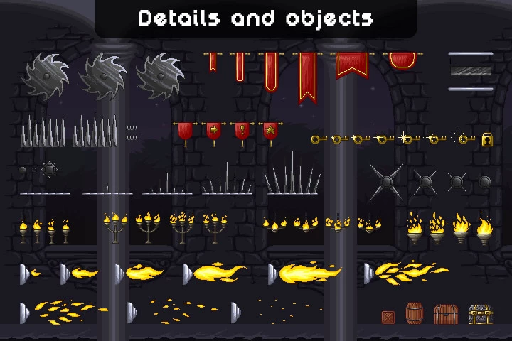 Castle Platformer Pixel Art Tileset