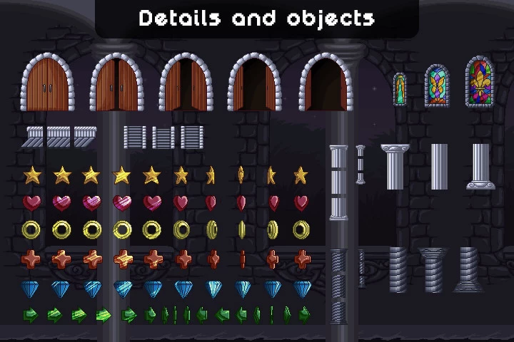 Castle Platformer Pixel Art Tileset