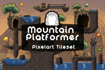 Mountain Platformer Pixel Art Tileset