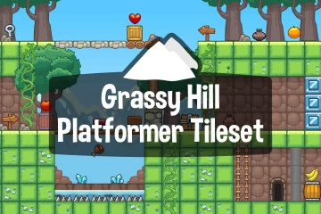 Grassy Hill Platformer Game Tileset