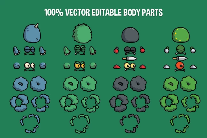 Land Monster 2D Character Sprites