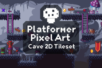 Platformer Pixel Art Cave 2D Tileset