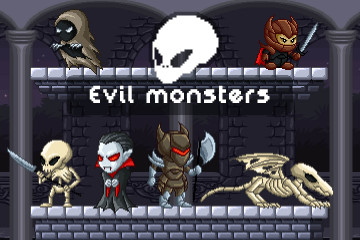 2D Pixel Art Evil Monster Sprites