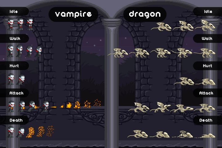 2D Pixel Art Evil Monster Sprites