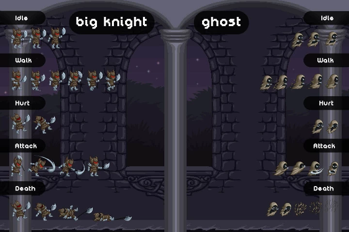 2D Pixel Art Evil Monster Sprites