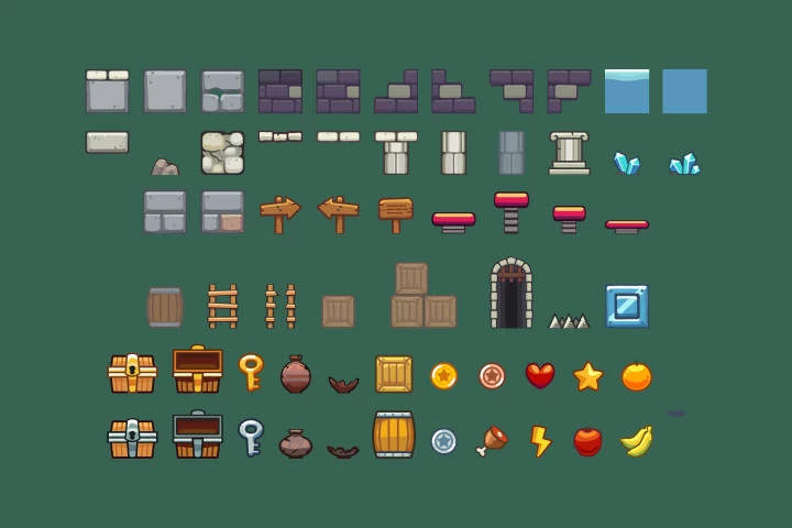 Dungeon Platformer Game Tileset