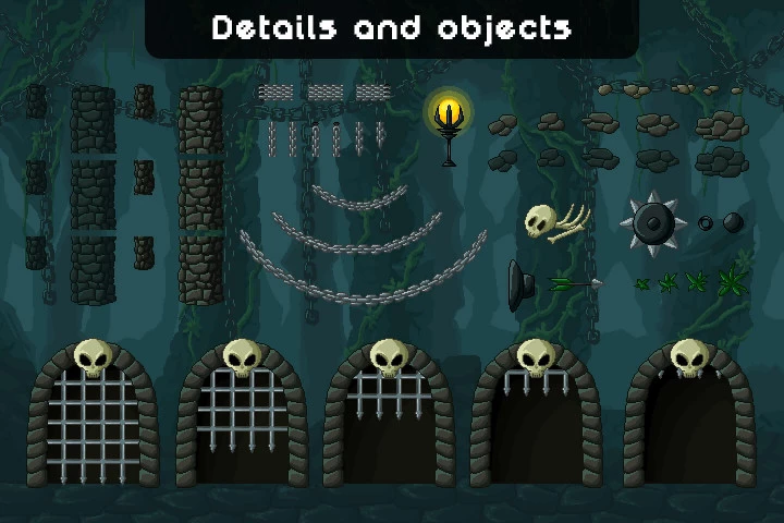 Dungeon Platformer Pixel Art Tileset