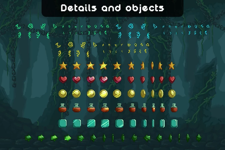 Dungeon Platformer Pixel Art Tileset
