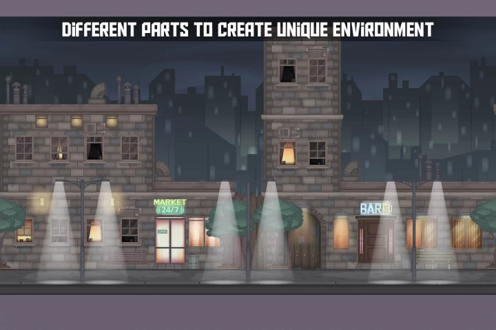 Night City Street Game Background Tiles
