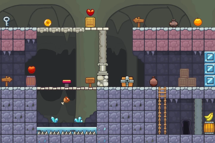 Cave Platformer 2D Game Tileset
