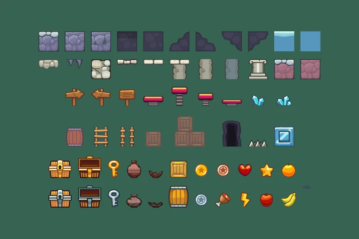 Cave Platformer 2D Game Tileset