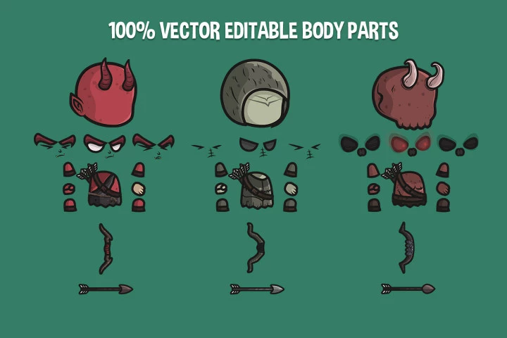 Demon Archer Chibi Game Sprites