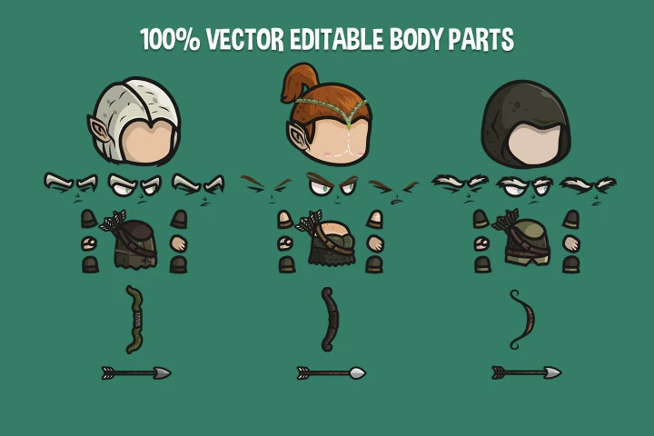 Elf Archer Chibi Game Sprites