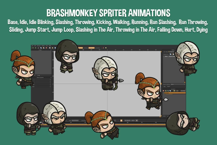 Elf Archer Chibi Game Sprites