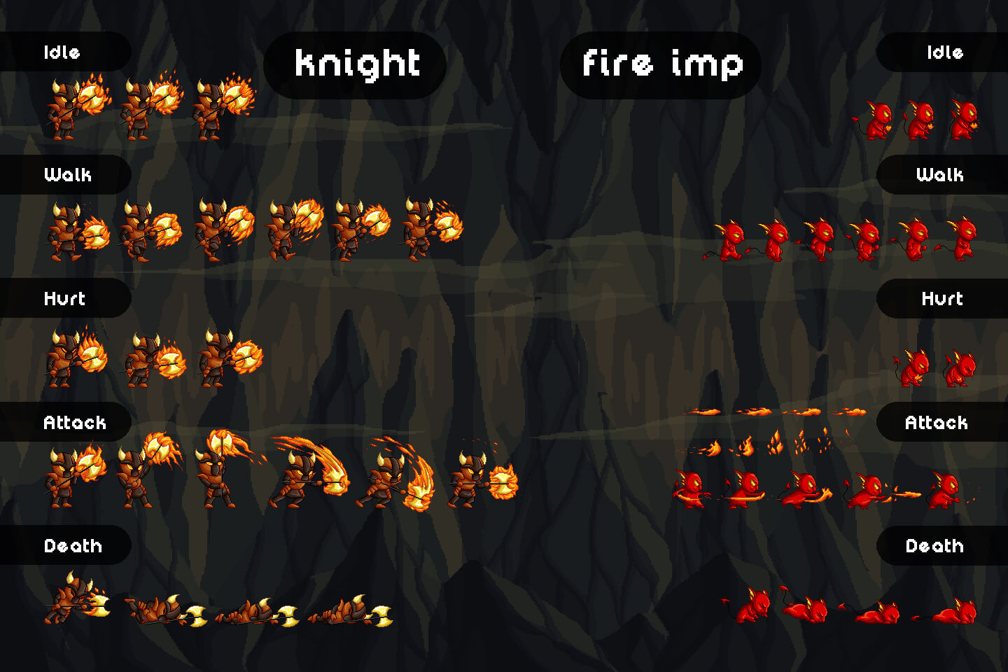 Fire Monster Game Sprites Pixel Art - CraftPix.net