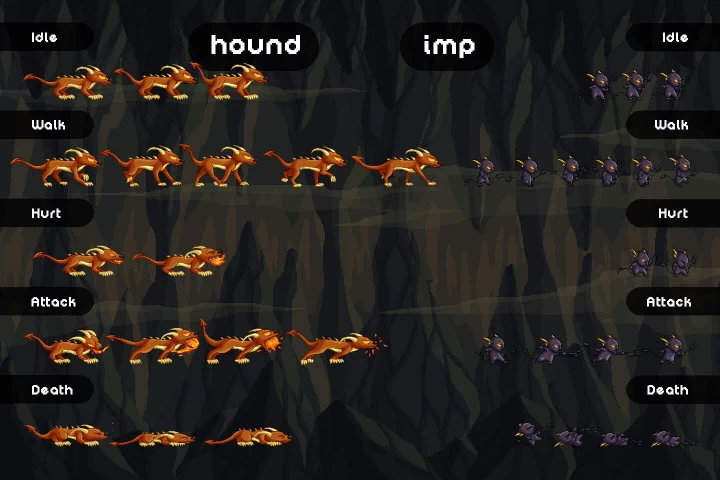 Fire Monster Game Sprites Pixel Art