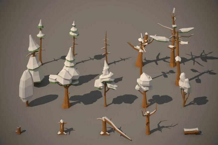 Free Winter Tree 3D Low Poly Models