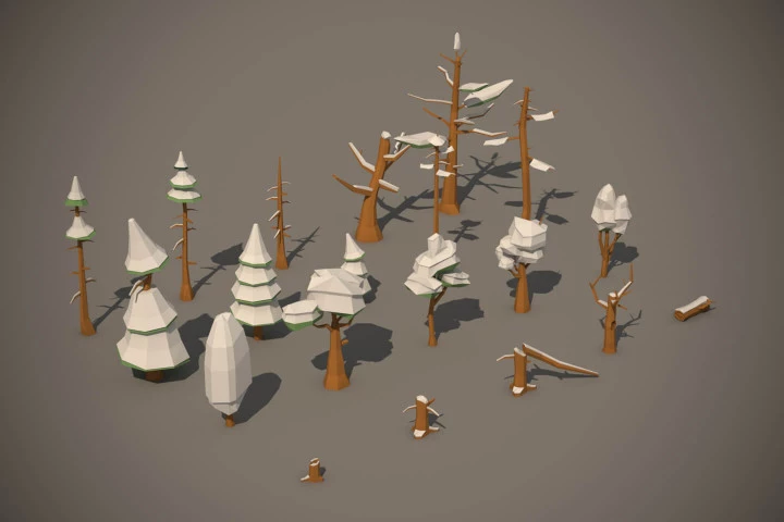 Free Winter Tree 3D Low Poly Models