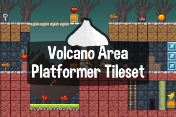 Volcano Area Platformer Game Tileset