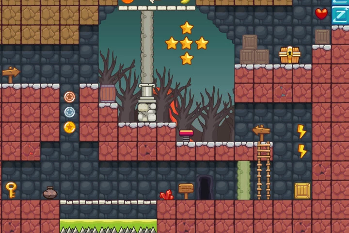 Volcano Area Platformer Game Tileset