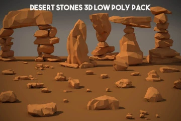 Desert Stone 3D Low Poly Models