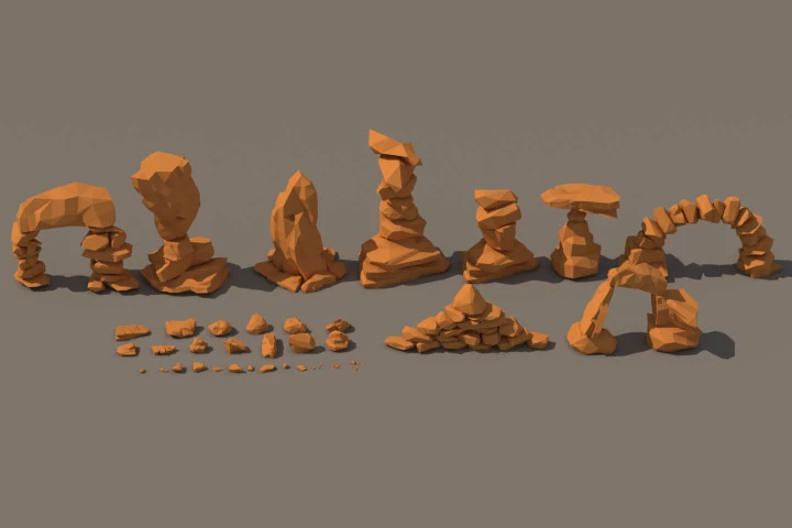 Desert Stone 3D Low Poly Models
