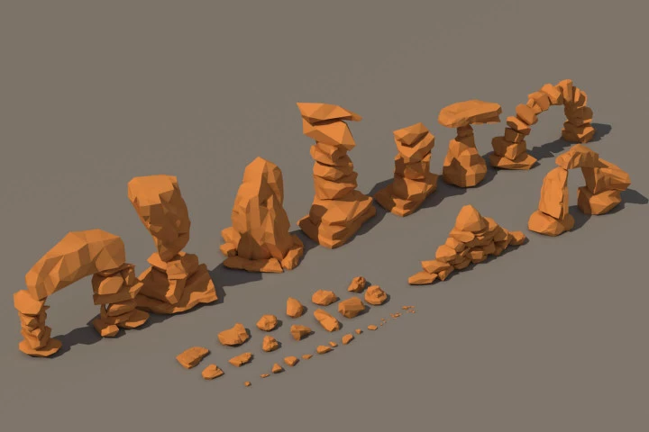 Desert Stone 3D Low Poly Models