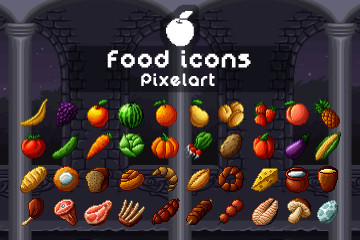 Food Icons Pixel Art