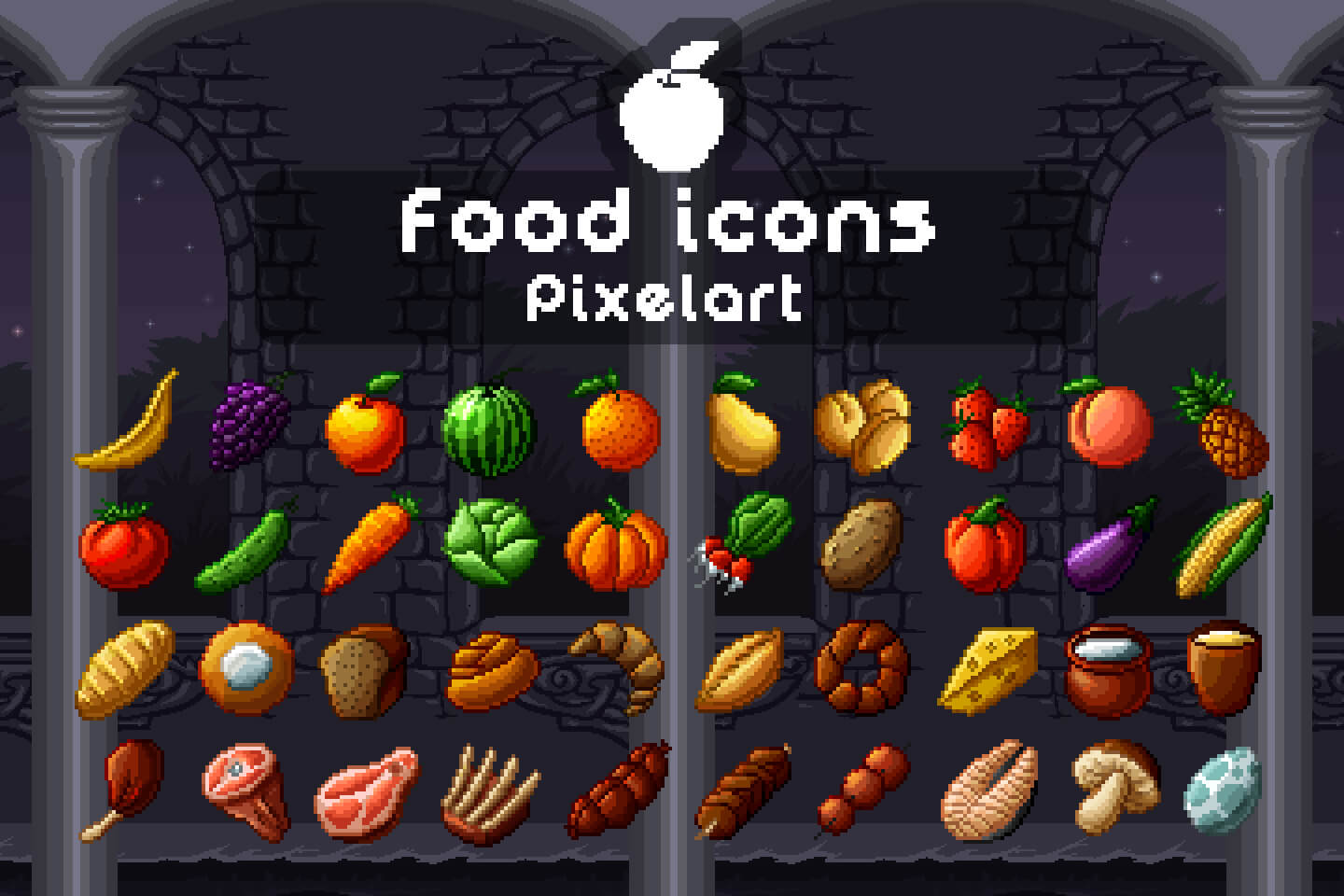 food icons pixel art craftpix net food icons pixel art